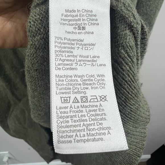 J Crew Olive Green Sweater Hoodie Size M Lambswool blend - Picture 10 of 10